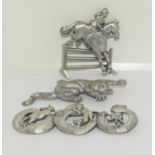 3 x collectors JJ American pewter brooches.