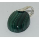 A silver malachite pendant.