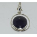 Large Amethyst cabochon 925 silver pendant.