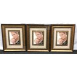Collection of three modern picture frames each measuring 57x67cm.