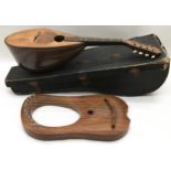 Vintage Stridente of Napoli bowl back mandolin in original hard case c/w a small stringed lap harp