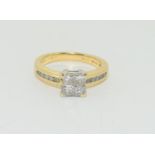 18ct gold ladies diamond ring H/M in ring as 0.75ct size M