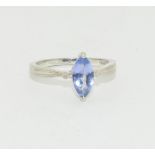 A 925 silver and tanzanite ring, Size N 1/2.