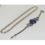 A Lapis Lazuli silver bracelet with silver chain