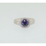 A 925 silver and amethyst ring, size R 1/2.