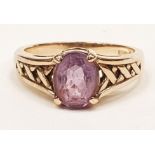 375 marked 9ct gold and Amethyst ring size M.