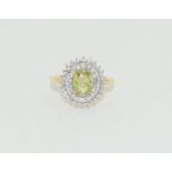 9ct Gold Peridot cluster ring, Size O.