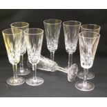 Waterford Crystal set of eight champagne flutes.