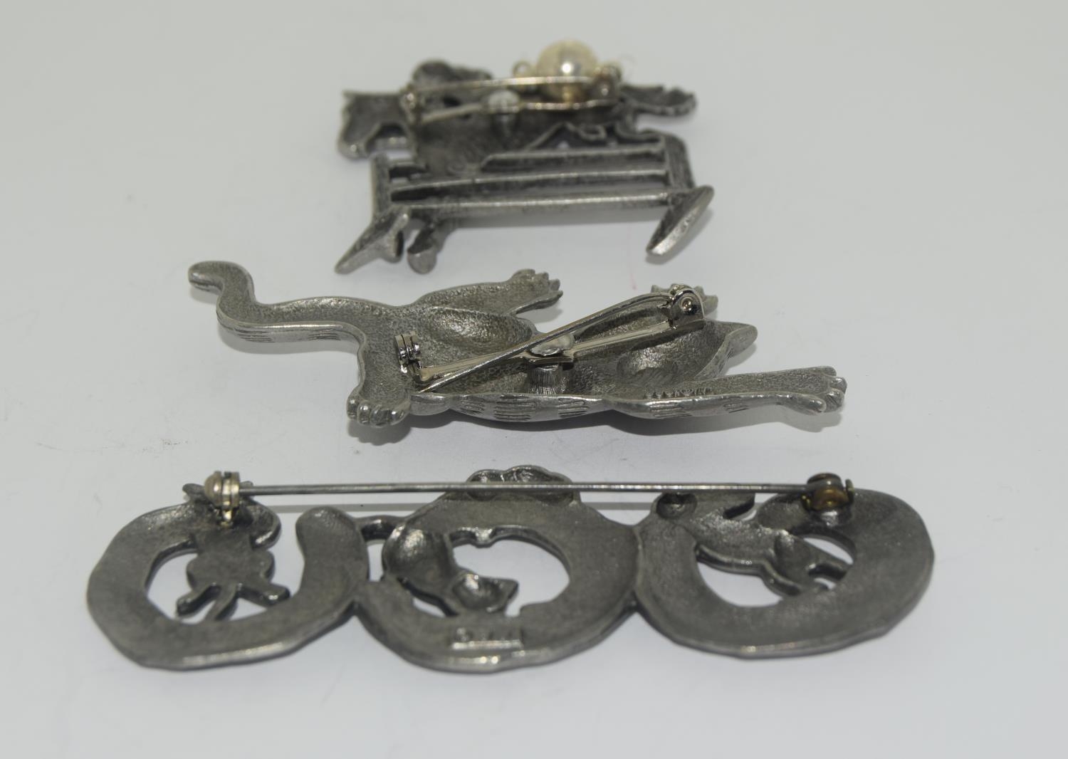 3 x collectors JJ American pewter brooches. - Image 3 of 3