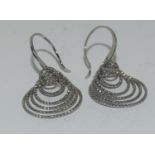 Modernist graduated 925 silver loop earrings.