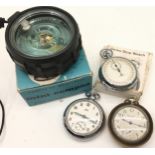 Mixed lot comprising vintage boxed prismatic compass, boxed mechanical stopwatch and two