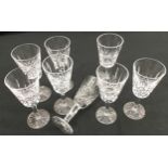 Waterford Crystal Lismore set of eight sherry glasses.