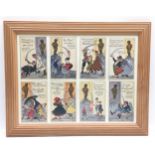 Framed collection of vintage Brussels 'Manneken Pis' postcards. 8 in all. O/all frame size 19" x 15"
