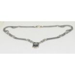 Victorian inspired black onyx 925 silver ornate necklace.