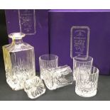 Edinburgh crystal boxed set of four whisky glasses together with a boxed decanter in the same