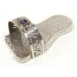 Silver display flip flop set with Amethyst decoration 12x6x1cm