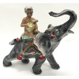 Italian ceramic ornament of an Indian boy riding an elephant. Signed to the base 35x47cm (being sold