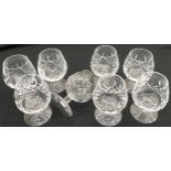 Waterford Crystal Lismore set of eight brandy glasses.