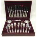 Newbridge stainless steel cutlery set for six in wooden box.