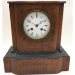 Vintage wooden mantle clock with striking French Japy Fils 1855 movement requiring some attention