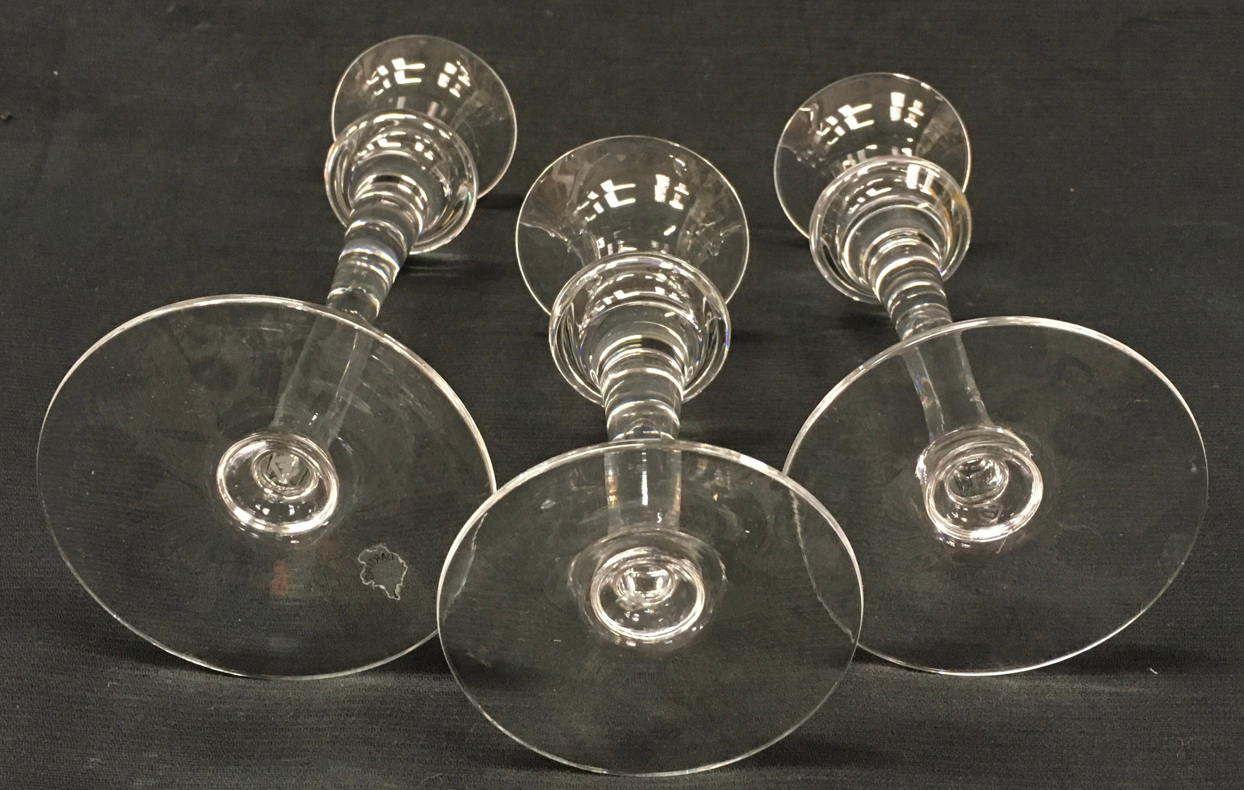 Three graduated Dartington glass candlestick holders the largest being 24cm tall. - Image 4 of 5