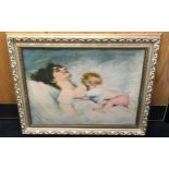 Gilt frame picture of a mother with child signed "Shwarz2 to top right corner 95x75cm