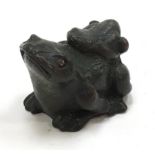 A cold painted bronze figure of a toad.