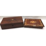 Two wooden boxes currently containing sewing items