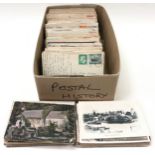 A box containing postal history postmarks on postcards.