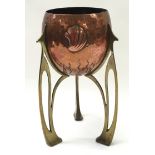 WMF Art Nouveau copper planter with makers mark 29cm height 17cm wide at widest point.