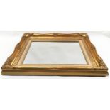Fancy gilt frame mirror with shell decoration and fabric inner 55x45cm