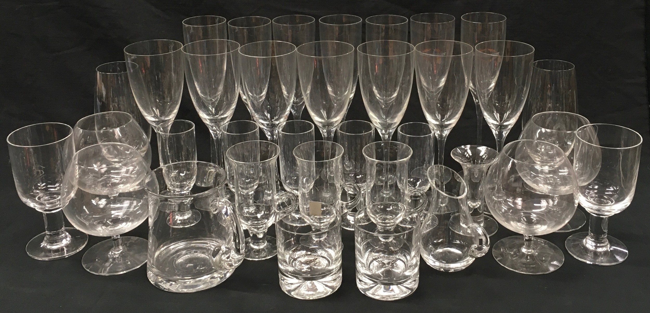 A collection of glassware to include Dartington