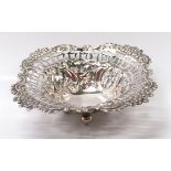 Victorian square silver bon bon dish Birmingham 1895