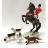 Beswick Huntsman and 3 Beswick hounds and fox no 868 designed by Arthur Gredington