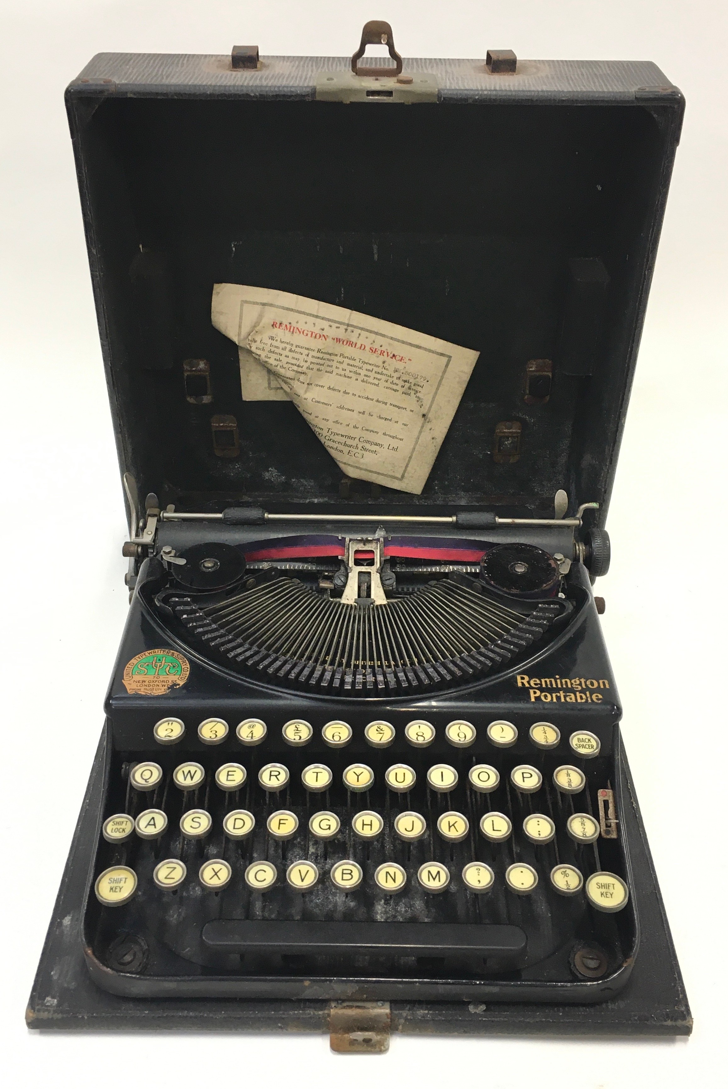 An early 1920's antique Remington typewriter in original case.