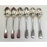 Six silver teaspoons, (133g) Exeter.