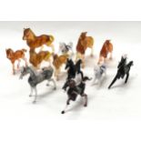 A selection of Murano glass and other miniature horses