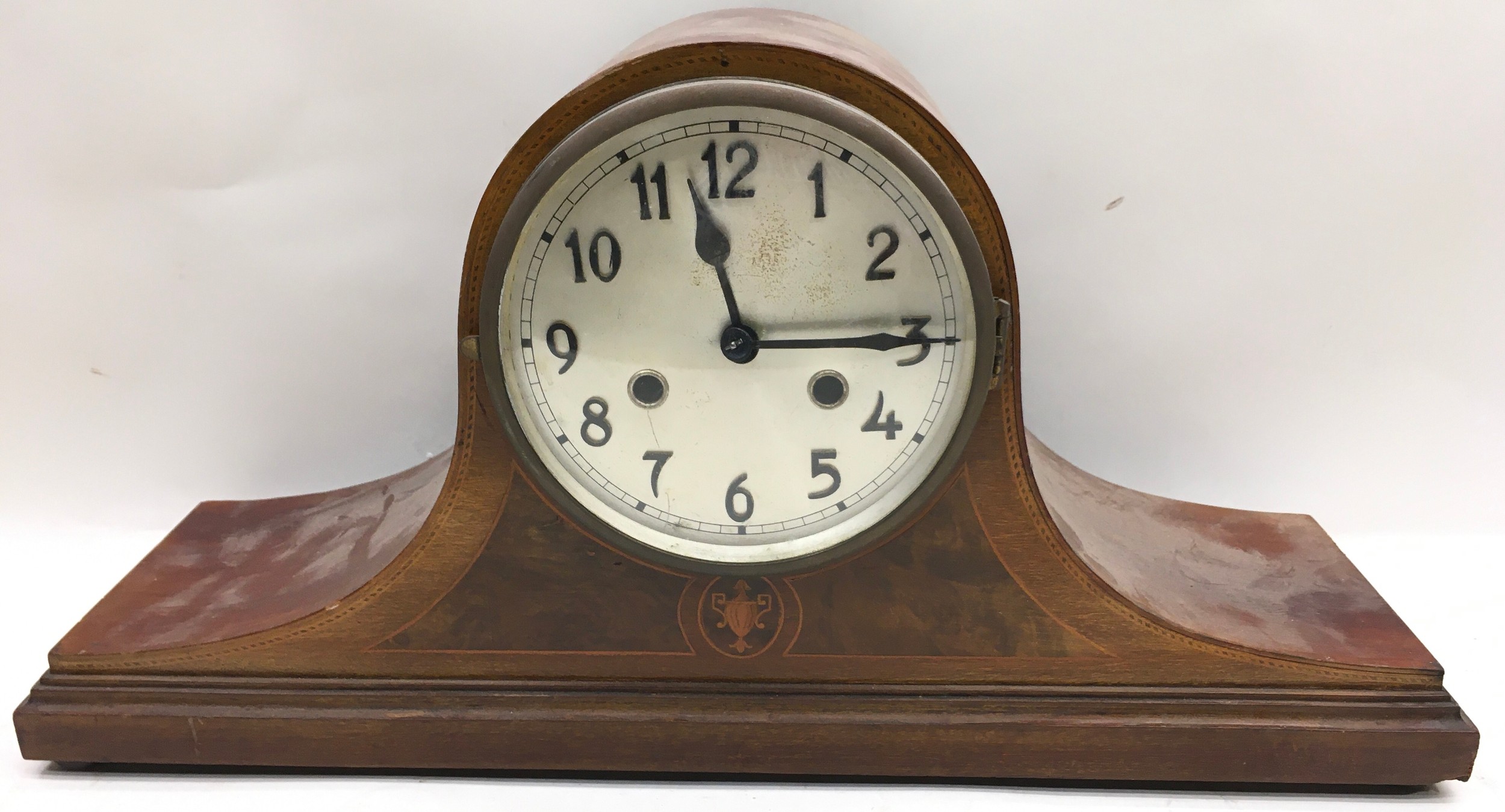 4 vintage mantle clocks to include a Napoleons hat example. Untested - Image 2 of 4