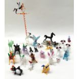 A collection of small Murano glass animals.