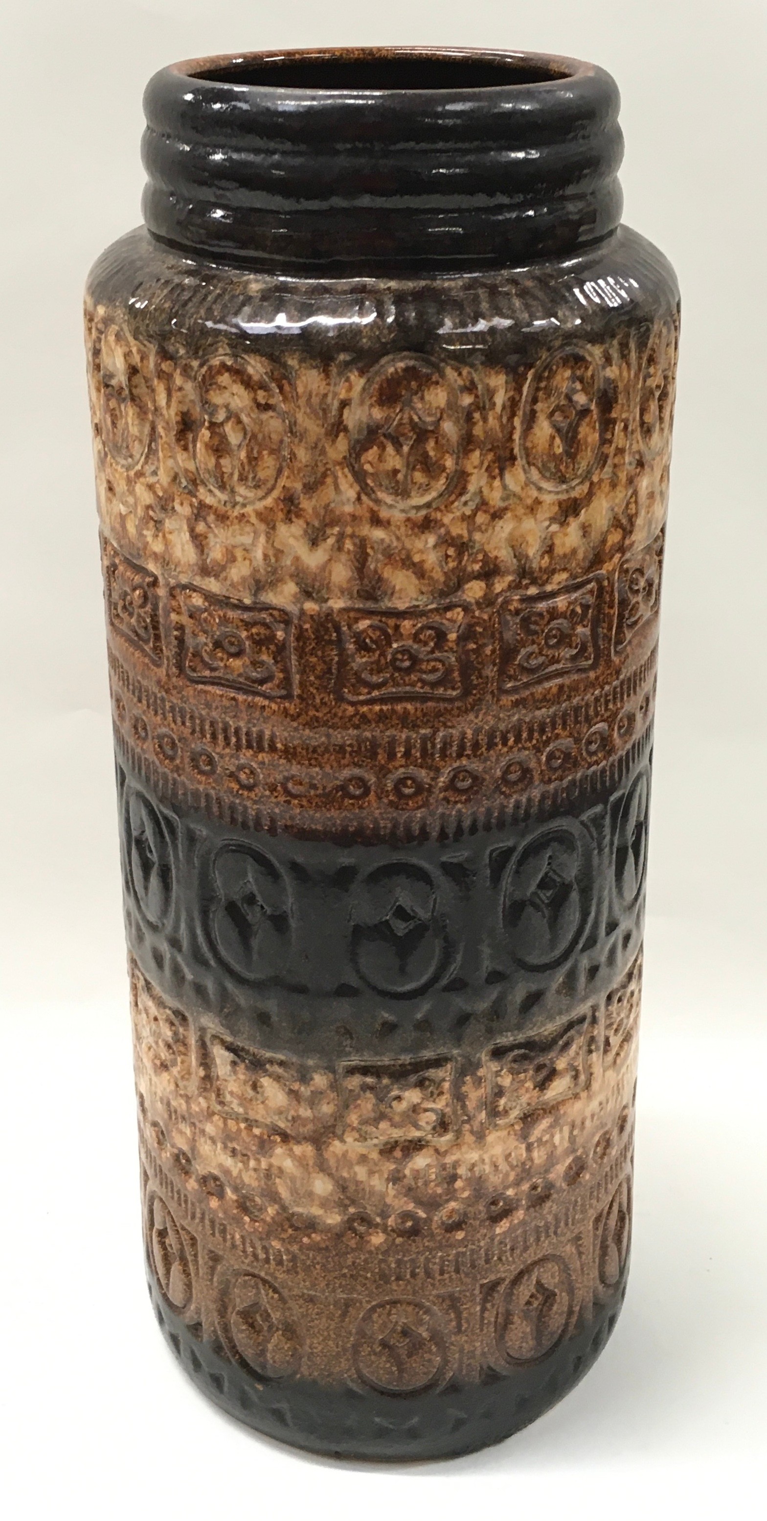 A large German lava vase, 42cm