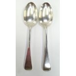 Two silver serving spoons, (145g) London 1890.