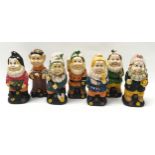 Miniature garden figures depicting the 7 Dwarfs