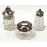 3 x silver top dressing table bottles