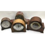 4 vintage mantle clocks to include a Napoleons hat example. Untested