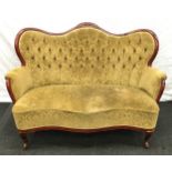 Victorian show wood surround scalloped shape button back 2 seat settee 909x130x70cm