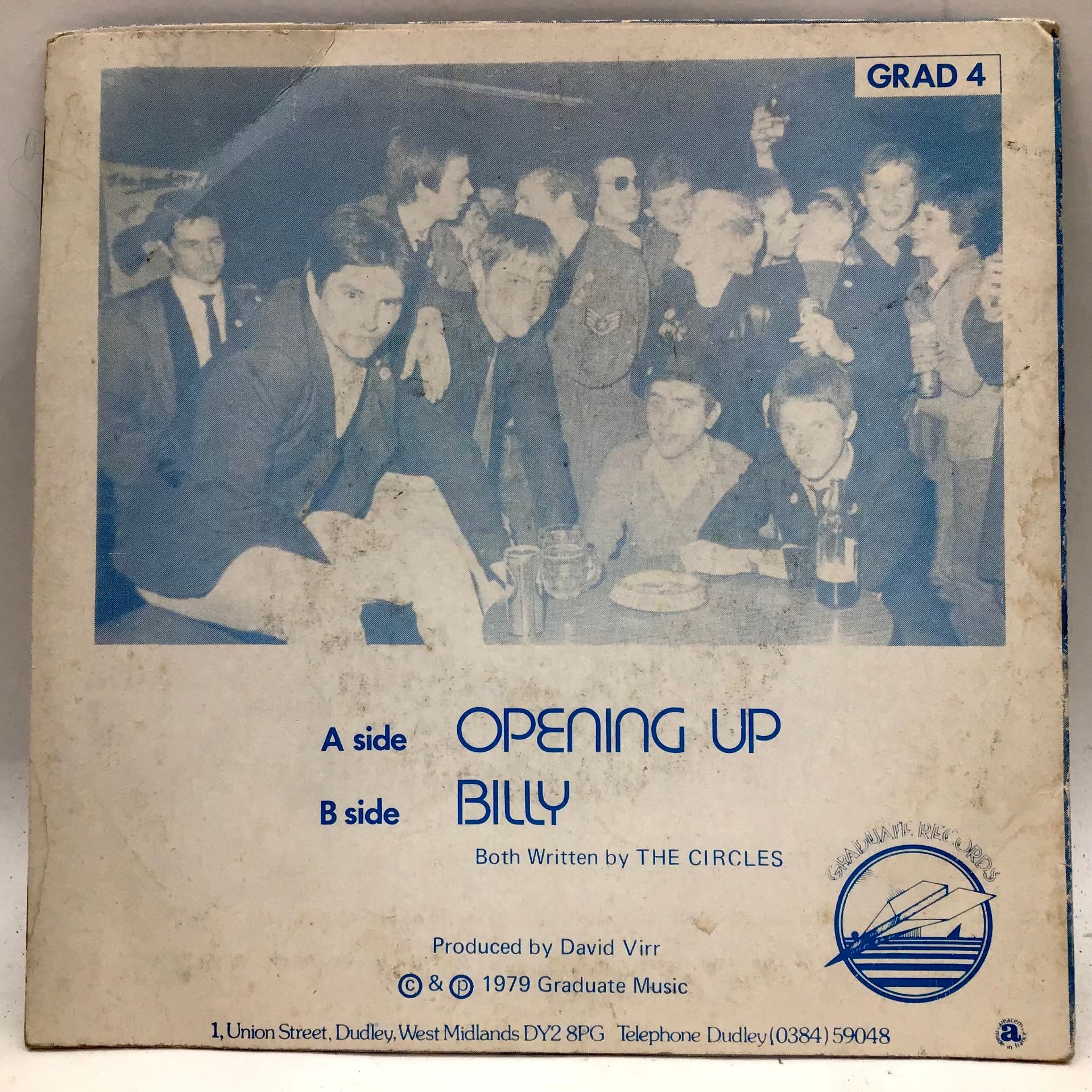 THE CIRCLES ‘OPENING UP’ RARE 7” SINGLE. Original UK 45 issued in 1979 by Graduate Records GARD 4. - Image 2 of 2