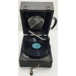 DECCA 22 JUNIOR PORTABLE GRAMOPHONE. Antique Decca Portable Wind Up Gramophone in condition with