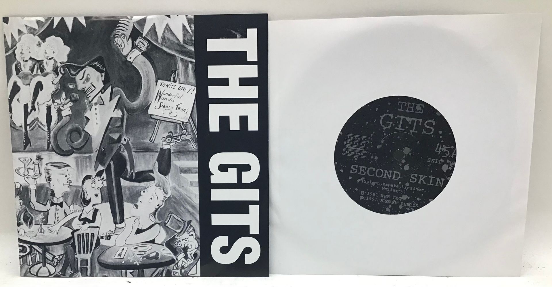 THE GITS 7” ‘SECOND SKIN b/w SOCIAL LOVE’. Found here in Ex condition on Broken Rekids Skip Four