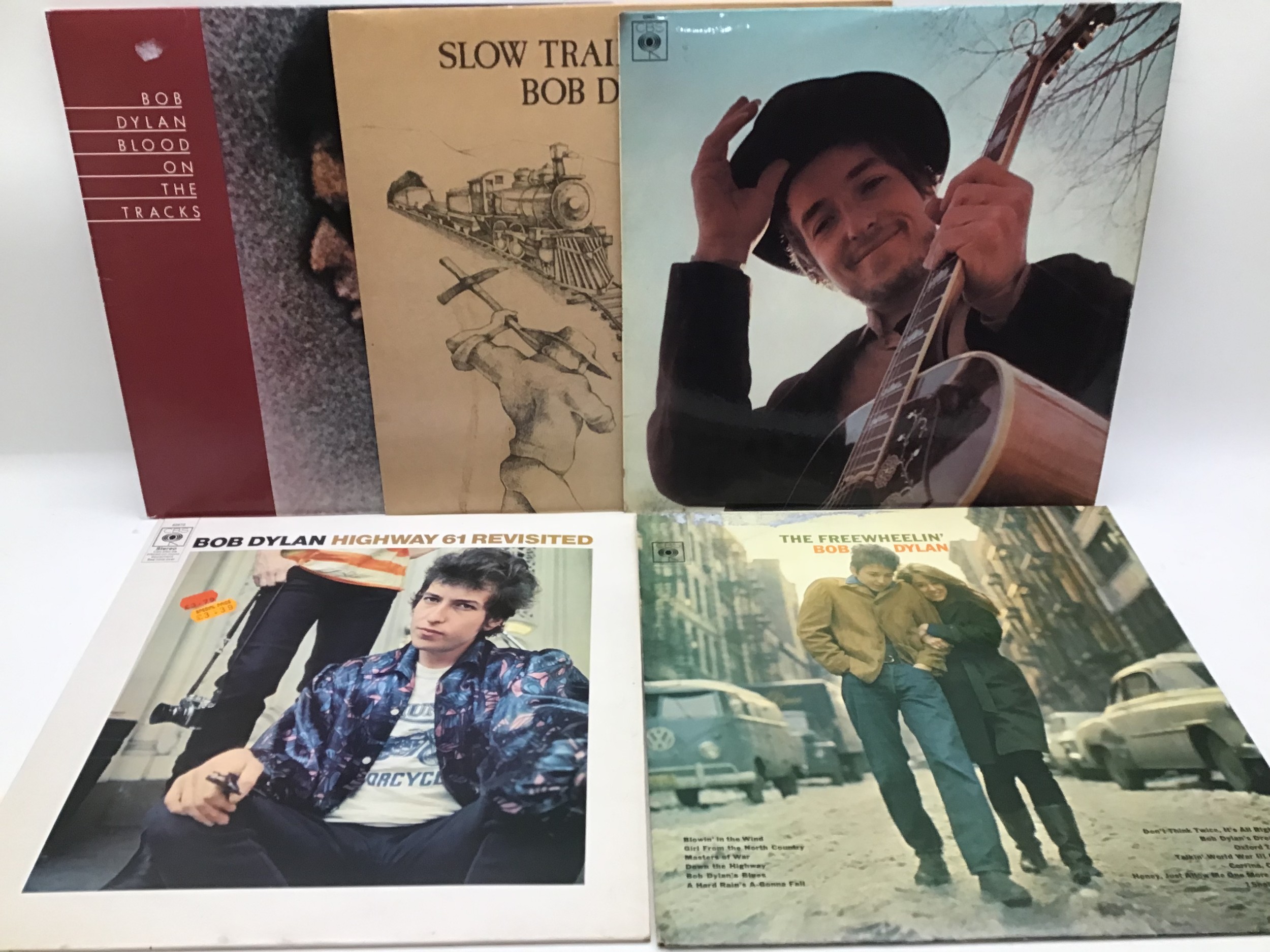 BOB DYLAN X 5 LP RECORDS. Titles include - The Freewheelin - Highway 61 Revisited - Slow Train