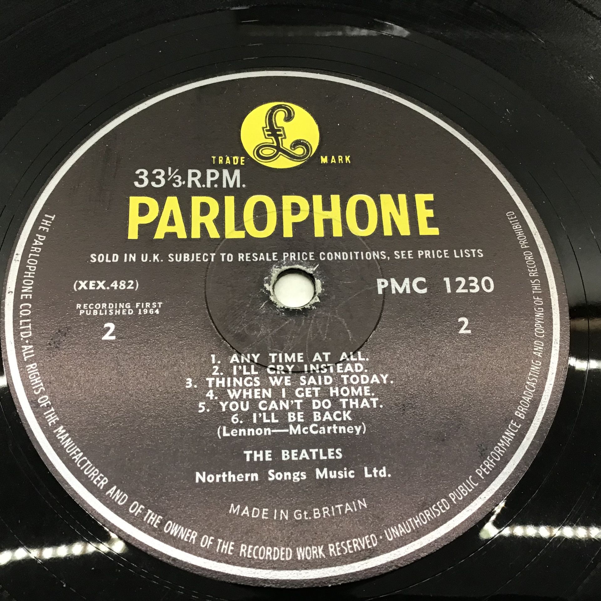 BEATLES VINYL LP RECORDS X 2. Both on yellow/black Parlophone labels we have a copy of 'A Hard - Image 3 of 6